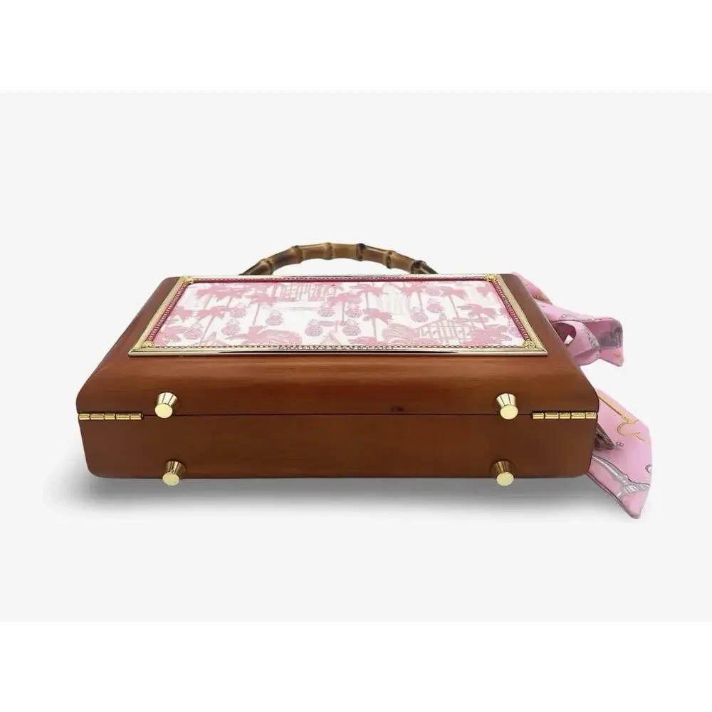 Darling And Company Palm Beach Plaid Cigar Box Wooden Bag NWT USA $450